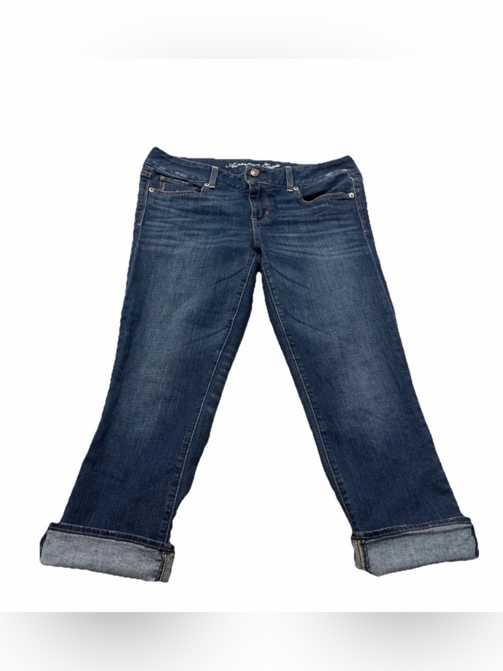 American Eagle Outfitters Artist Crop Blue Jeans Women SZ 10 Low Rise Stretch